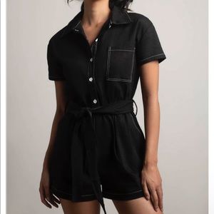 Black denim romper